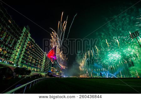 Dubai, Uae - Mar 28: Meydan Hotel In Dubai, Uae, As Seen On March 28, 2018. The Meydan Is The Worlds