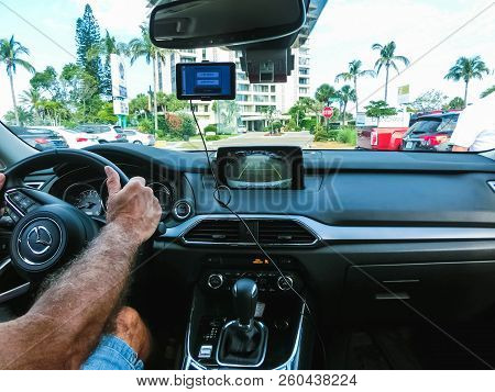 Ft.lauderdale, Usa - May 12, 2018: Generic Parkpilot Parktronic Electronic Aid System Sensors With M