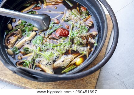 Ba Ku Teh, Malaysian Herbal Cuisine Of Pork Soup. Delicious And Healthy Cuisine Gourmet On The Table