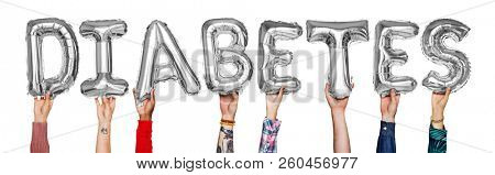 Hands showing diabates balloons word