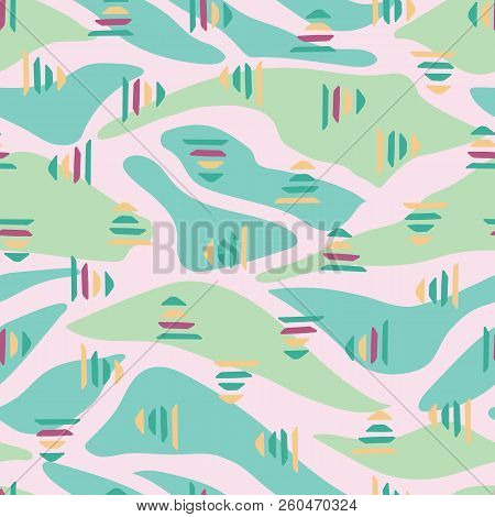Pink Green Abstract Landscape Seamless Pattern Background