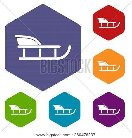 Sled Icons Set Rhombus In Different Colors Isolated On White Background
