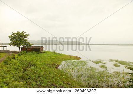 Landscape Of The Mountain Ranges Of Western Ghats At State Of Maharashtra Near Wakanda Dam In India.