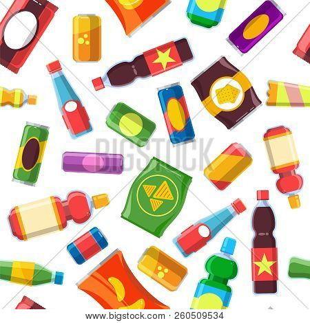 Drink Snack Pattern. Bottle Soda Chocolate Candy Water Cracker Sweet Sandwich Buy Automatic Coin Sal