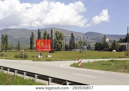 Villefranche, France - September 4, 2018: Signpost With The Logo Of The French Region Of Occitania O