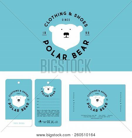 Polar Bear Logo. Clothing And Shoes Emblem. The Head Of Polar Bear And Letters On A Circle. Sports A