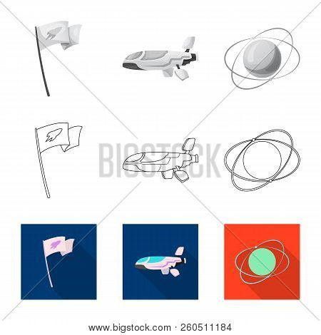 Isolated Object Of Mars And Space Icon. Collection Of Mars And Planet Stock Vector Illustration.