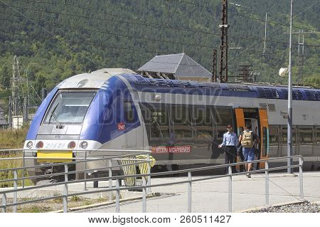 Latour De Carol - September 4, 2018: Passenger Train On The Platform Of The Carol Tower Station In T