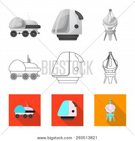 Vector Illustration Of Mars And Space Icon. Set Of Mars And Planet Vector Icon For Stock.