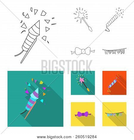 Isolated Object Of Party And Birthday Icon. Set Of Party And Celebration Vector Icon For Stock.