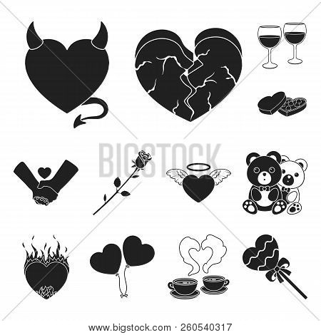 Romantic Relationship Black Icons In Set Collection For Design. Love And Friendship Vector Symbol St