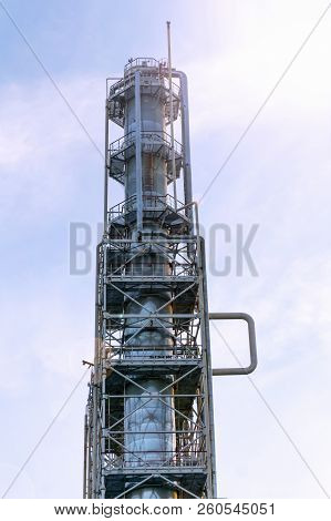 Fluid Catalytic Cracking Unit (fcc) In A Modern Chemical Factory. Equipment Of Oil Refinery