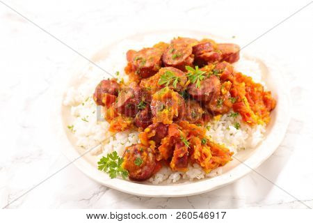 rougail saucisse, creole dish