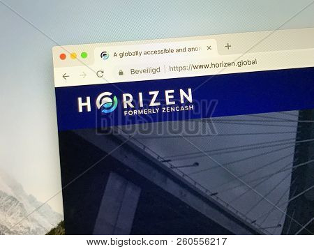 Amsterdam, The Netherlands - September 27, 2018: Website Of Cryptocurrency Horizen (zen), A Digital 