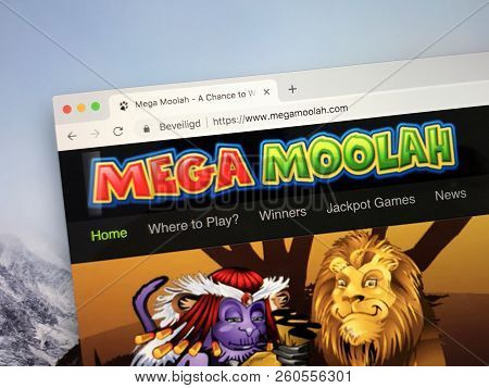Amsterdam, The Netherlands - September 28, 2018: Website Of Mega Moolah, A Progressive Online Jackpo