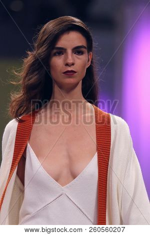 Kyiv, Ukraine - September 3, 2018: Model Presents A Creation By Designer T.mosca During Ukrainian Fa