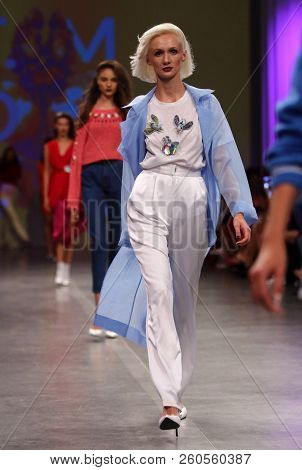 Kyiv, Ukraine - September 3, 2018: Models Present A Creation By Designer T.mosca During Ukrainian Fa
