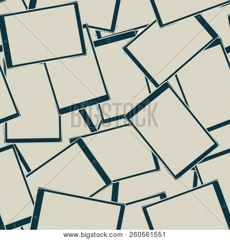 Texture, Seamless Pattern Of Smart Modern Smart Touchscreen Tablet Computers With Digital Volumetric