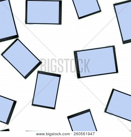 Texture, Seamless Pattern Of Smart Modern Smart Touchscreen Tablet Computers With Digital Volumetric