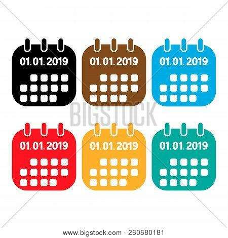 Color Calendars Icon. New Year's Day On The Calendar.2019 January 1
