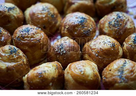 National Azerbaijanian Cuisine Gogal On Plate On Wooden Table