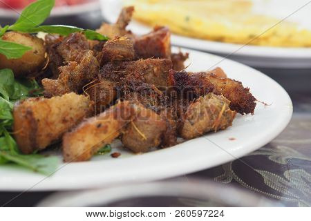 Stir Fried Streaky Pork With Ginger And Garlic.