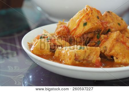 Deep Fried Tofu With Gravy Sauce Vietnam And Chiness Food