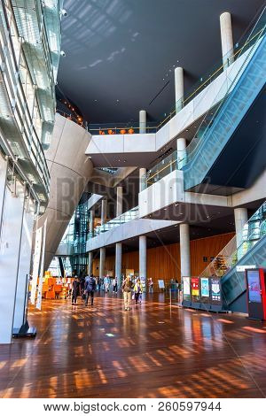 Tokyo, Japan - April 26 2018: The National Art Center In Roppongi - An Art Museum Displays Contempor