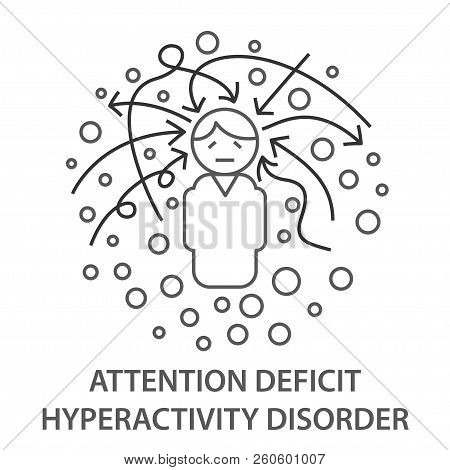 Linear Banners For Adhd. Mental Health Composition Vector Illustration