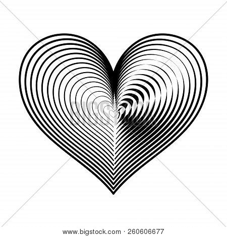Black Abstract Heart On White Background. Design Element For Valentine's Day.