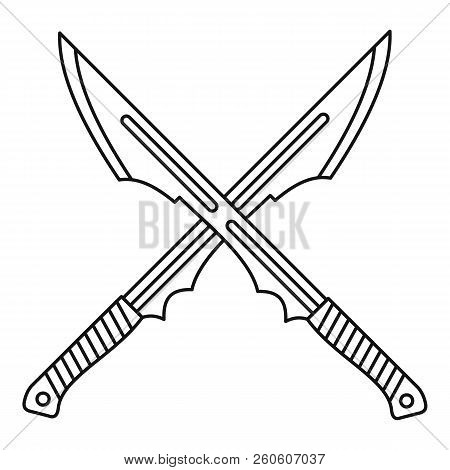 Japanese Crossed Swords Icon. Outline Illustration Of Japanese Crossed Swords Icon For Web