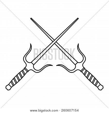Sai Dagger Weapon Icon. Outline Illustration Of Sai Dagger Weapon Icon For Web