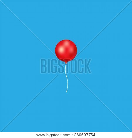 Red Realistic Balloon. Red Inflatable Ball Realistic Isolated White Background. Balloon In The Form 