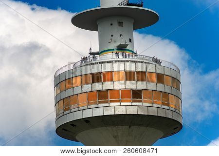 Munich, Germany - Sept 8, 2018: Olympiaturm (olympic Tower) In The Olympiapark (olympic Park), Munic