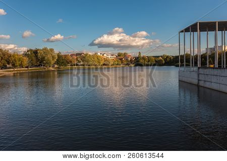 The Lake In The Park Of Boeblingen On A Bright Autumn Day