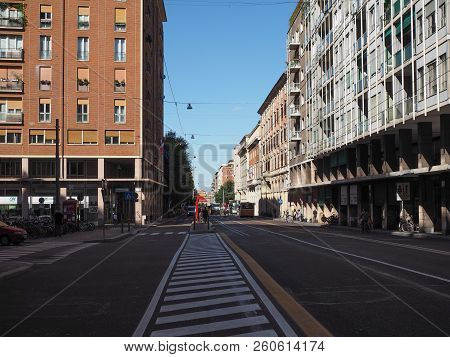 Bologna, Italy - Circa September 2018: Via Marconi Street (formerly Via Roma)