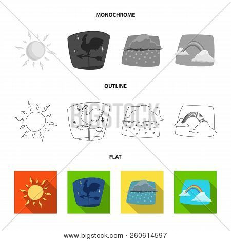 Vector Illustration Of Weather And Climate Sign. Collection Of Weather And Cloud Stock Vector Illust