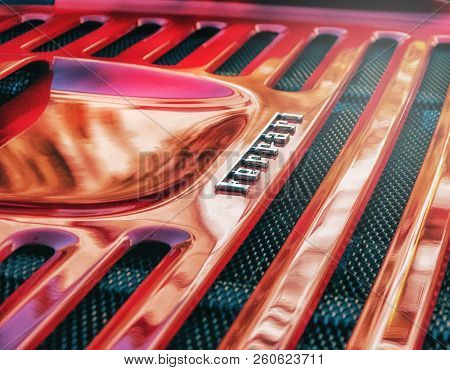 Ancona , Italy - Set 23 - 2018 : Ferrari 358 Logo Old Car