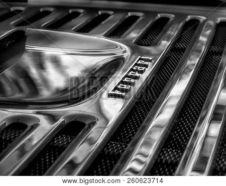 Ancona , Italy - Set 23 - 2018 : Ferrari 358 Logo Old Car