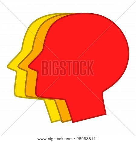 Three Male Head Silhouettes Icon. Cartoon Illustration Of Three Male Head Silhouettes Icon For Web