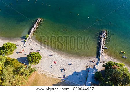 Aerial View Of Ouchy Beach In Lausanne - Leman Lake - Switzerland