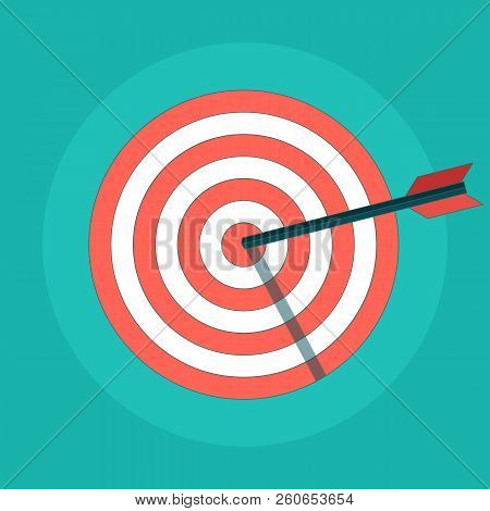 Target With An Arrow Vector Icon In A Flat Style. Concept Target Market, Audience, Group, Consumer. 