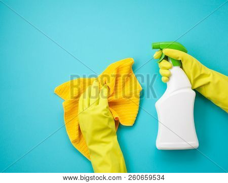 Detergents And Cleaning Accessories In Pastel Color. Cleaning Service, Small Business Idea, Spring C