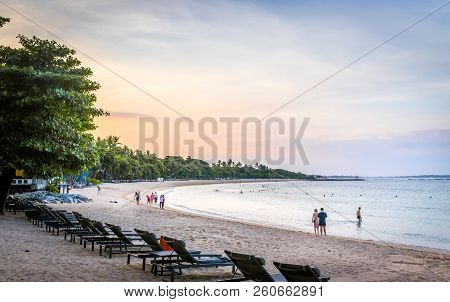 Bali, Indonesia - April 24, 2018: Paradise Beach On Bali Island Nusa Dua In Indonesia