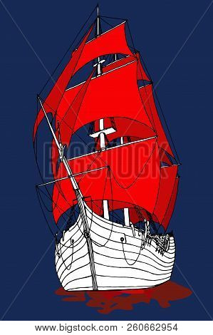 Marine Ship With Scarlet Sails Frigate Fabulous