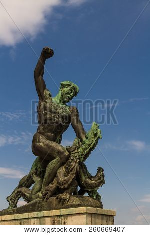 Bronze Statue On Liberty Hill In Budapest, Hungary