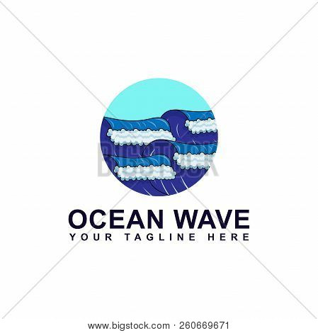 Ocean Wave Icon, Tsunami Vector Icon, Logo