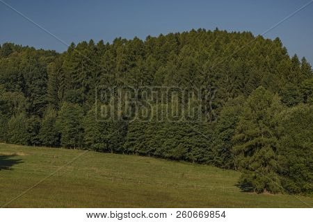 View From Ludvikovske Pass With Green Forest And Meadow
