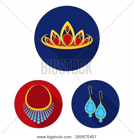 Jewelry And Accessories Flat Icons In Set Collection For Design.decoration Vector Symbol Stock Web I
