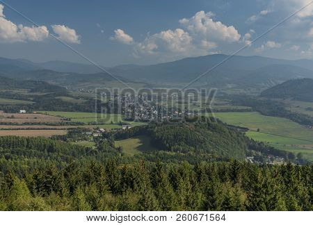 View From Observation Tower Bukovka In Jeseniky Mountains In Summer Blue Sky Day